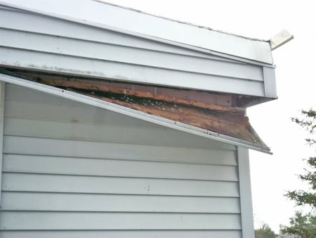 water damaged soffit on roof
